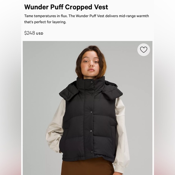 Lululemon Black Wunder Puff Cropped Vest Sz 12 - Picture 8 of 14
